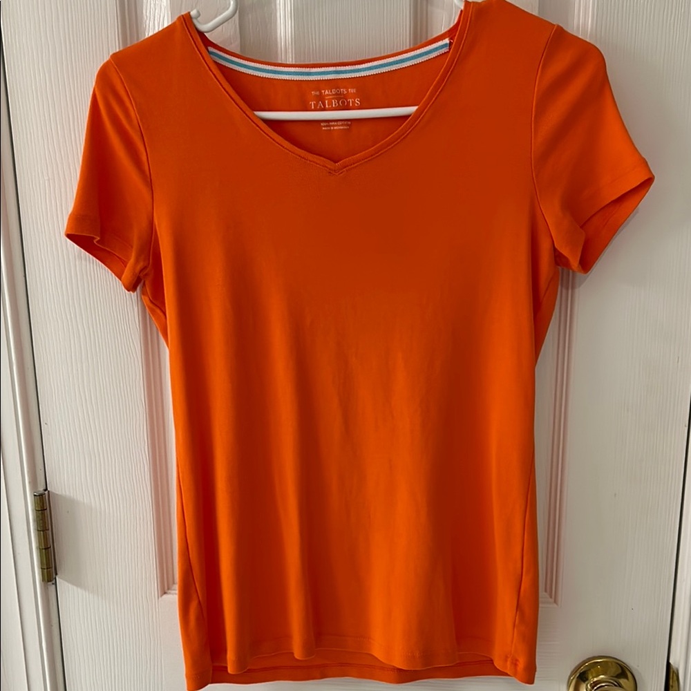 Talbots Orange Fitted Short Sleeve T-Shirt